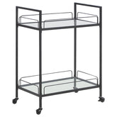 Coaster Curltis Serving Cart with Glass Shelves Clear and Black Model 181065